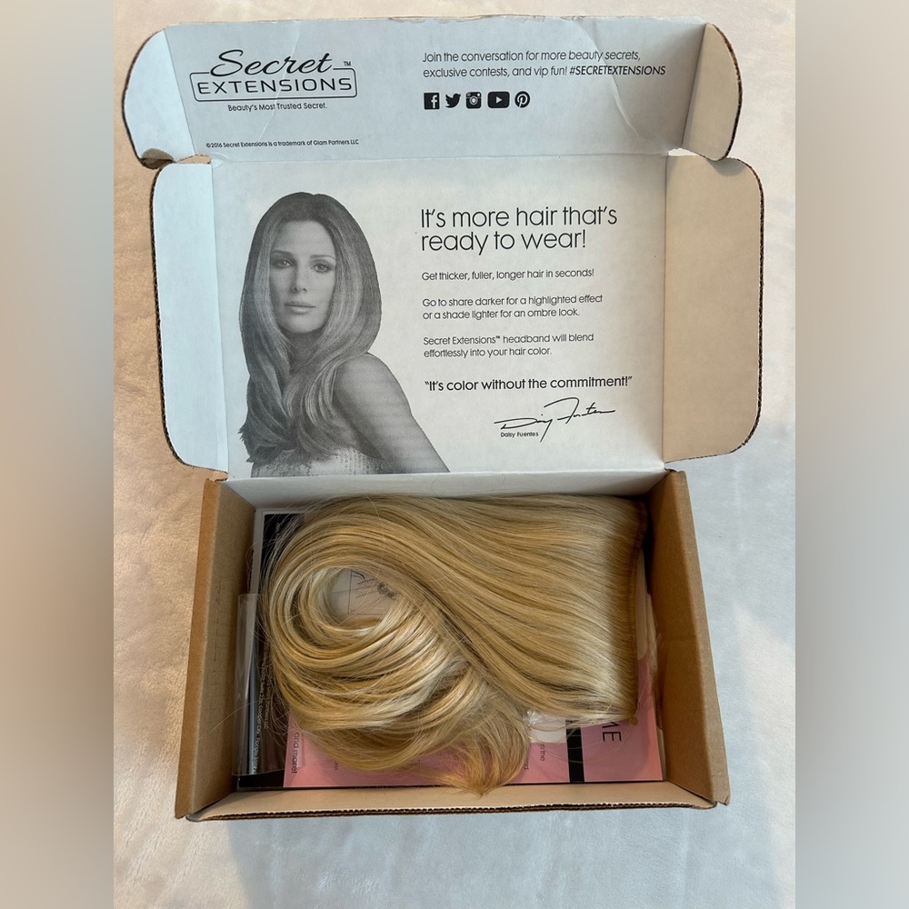 Secret Extensions blonde 16” hair extensions. Worn once
